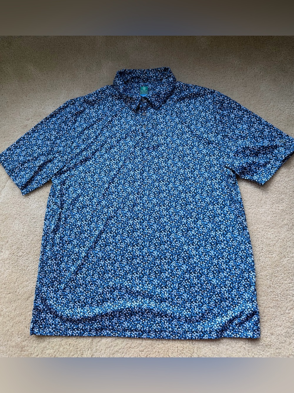 Pro Tour Coolplay Men’s Blue & White Floral Golf Polo Shirt - Size 2XLT - EUC